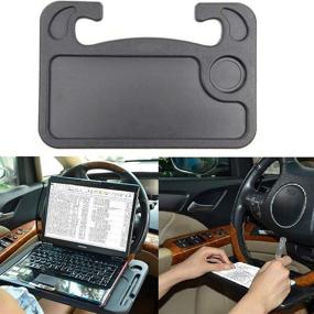 img 2 attached to 🚘 Car Laptop Desk Food Tray - Detachable Steering Wheel Tray for Working, Eating, Drinking in The Car - Black/5.5 inches Grip Circumference