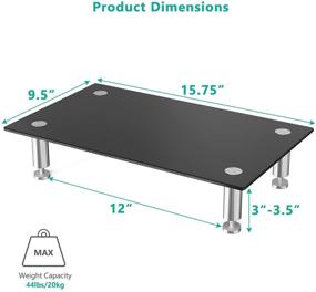 img 1 attached to 🖥️ WALI Защитное стекло Регулируемая подставка для монитора - идеально подходит для плоского экрана ЖК-телевизора, ноутбука, блокнота, дисплея - черный (GTT001B)