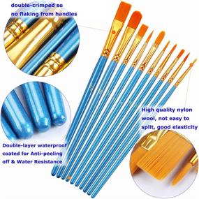 img 2 attached to 🎨 Artistic Paintbrushes Set, 2Pack- 20 Piece Brushes for Acrylic Painting, Oil Watercolor, Artist Paintbrushes for Body, Face, Rock, Canvas - Kids & Adults Craft Supplies – Blue