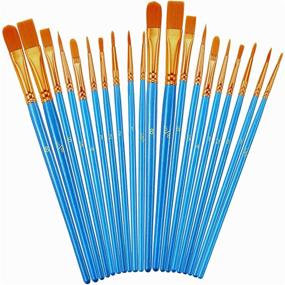 img 4 attached to 🎨 Artistic Paintbrushes Set, 2Pack- 20 Piece Brushes for Acrylic Painting, Oil Watercolor, Artist Paintbrushes for Body, Face, Rock, Canvas - Kids & Adults Craft Supplies – Blue