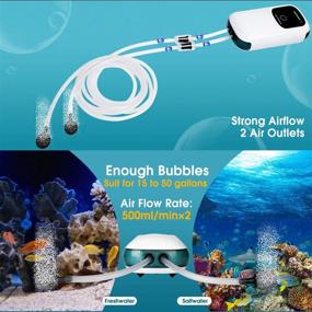 img 2 attached to KEDSUM Battery Aquarium Air Pump: Rechargeable and Portable Aerator for Fish Tank and Outdoor Fishing, with One/Dual Outlets, Ideal for Fish Transportation and Power Outages