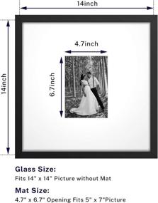 img 3 attached to ONE WALL Tempered Glass Signature Picture Frame: Elegant 14x14 Frame with White Mat, Showcase 5x7 Photo for Weddings, Celebrations, and Graduations - Stylish Black Wood Frame for Wall or Tabletop, Mounting Hardware Included