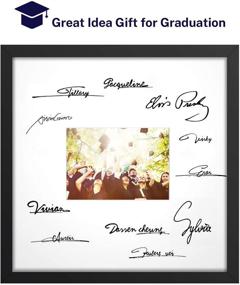 img 2 attached to ONE WALL Tempered Glass Signature Picture Frame: Elegant 14x14 Frame with White Mat, Showcase 5x7 Photo for Weddings, Celebrations, and Graduations - Stylish Black Wood Frame for Wall or Tabletop, Mounting Hardware Included