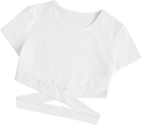 img 4 attached to Romwe Cutout Sleeve Crisscross T Shirts Girls' Clothing and Tops, Tees & Blouses