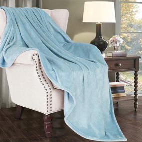 img 2 attached to 🛏️ MARQUESS Flannel Blanket Throw: Lightweight, Cozy, and Plush Microfiber Fleece Blanket (Blue, King Size) - All Season Bed Blanket for a Fluffy Warm Home