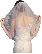 🌸 yalice silver flower bride wedding veil: short ivory lace 2t shoulder bridal veils with soft tulle hair accessories logo