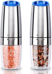 img 4 attached to 🧂 JIEJIE Electric Salt and Pepper Grinder Set with Blue LED Light - Adjustable Coarseness, Battery-Operated, One Hand Operation - Refillable, Automatic Pepper Mill and Salt Shaker - 2 Set