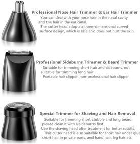 img 3 attached to 💇 3-in-1 USB Rechargeable Ear and Nose Hair Trimmer for Men and Women - Professional IPX7 Waterproof Trimmer with Painless Hair Removal - Includes 3 Cutter Head Replacements for Eyebrows, Neckline, Nose, and Ears