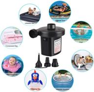 🔌 portable electric air pump with 3 nozzles - quick-fill inflator/deflator for camping, inflatable cushions, air mattress beds, boats, swimming ring - 110v ac/12v dc logo