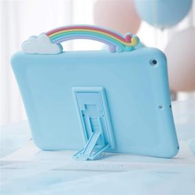 img 1 attached to 🌈 SUOLONG iPad Mini 5 2019 5th Generation Case: Shock Proof Silicone Cover + Built-in Bracket, Cute Cartoon for Kids (Rainbow Bridge)