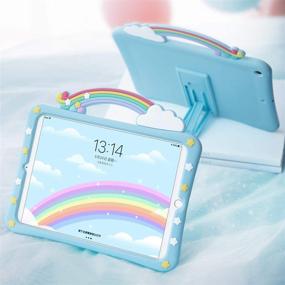 img 3 attached to 🌈 SUOLONG iPad Mini 5 2019 5th Generation Case: Shock Proof Silicone Cover + Built-in Bracket, Cute Cartoon for Kids (Rainbow Bridge)