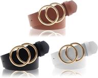 👗 udekit women's pu leather double o-ring belt - soft faux leather waist belt logo