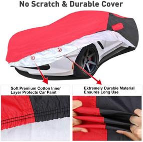 img 1 attached to KAKIT Waterproof Car Cover for 2014-2019 C7 Stingray - Protect Your Chevy Corvette Stingray from UV and Outdoor Elements (Red & Black Combo)