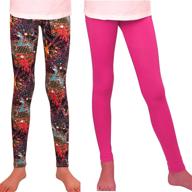 👧 syleia girls leggings 2 pairs, star print & solid pink, age 4-12, excellent stretch logo