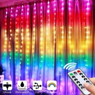 7-color rainbow curtain lights: greenke led fairy lights for christmas, party, wedding décor - waterproof, remote controlled, timer, and 8 twinkle modes логотип