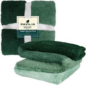 img 3 attached to 🍃 PAVILIA Ombre Fluffy Sherpa Throw Blanket – Gradient Plush, Soft, Fuzzy Decorative Accent for Couch, Sofa, Bed – Cozy Warm Furry Faux Fur Blanket in Green, 50x60 Inches