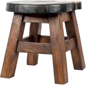 img 1 attached to 🐾 Handcrafted Acacia Hardwood Short Stool in Tuxedo Cat Design for Decorative Purposes