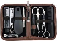 💅 3 swords germany 10 piece manicure pedicure grooming kit set – professional finger & toe nail care tools in a fashionable leather case, gift box included - made by 3 swords (01610) logo