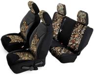 crevelle custom fits 2011-2018 jeep wrangler unlimited 4dr jk seat covers - real black camo maple forest tree leaf camouflage design - tailor made hunter style logo