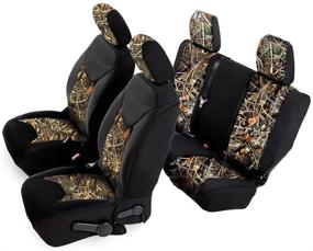 img 4 attached to Crevelle Custom Fits 2011-2018 Jeep Wrangler Unlimited 4dr JK Seat Covers - Real Black Camo Maple Forest Tree Leaf Camouflage Design - Tailor Made Hunter Style