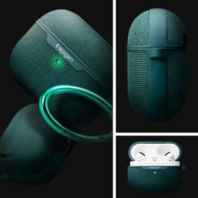 img 3 attached to 🎧 Чехол Spigen Urban Fit Airpods Pro с карабином, тканевый чехол Midnight Green для Airpods Pro