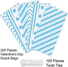 img 2 attached to 100 Pack Blue Cellophane Bags - Plastic Candy & Gift Bags with Twist Ties for Valentine's Day, Birthdays, Cookies, Snacks - Party Favor Supplies