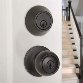 img 1 attached to 🔒 Amazon Basics Coastal Matte Black Exterior Door Knob with Lock and Deadbolt: Secure Your Entryway with Style