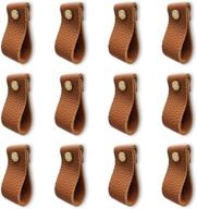 🔘 carbon & fish leather dresser knobs, 12-pack drawer knobs for dresser, soft knobs upgrade furniture look, ideal replacement for metal cabinet knobs (brown) logo