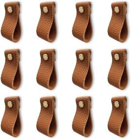 img 4 attached to 🔘 Carbon & Fish Leather Dresser Knobs, 12-Pack Drawer Knobs for Dresser, Soft Knobs Upgrade Furniture Look, Ideal Replacement for Metal Cabinet Knobs (Brown)