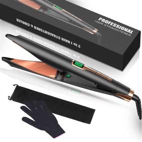 img 4 attached to 🔥 YiJiaBa Ionic Hair Straightener and Curler 2 in 1: Professional Flat Iron for Perfectly Straight or Curled Hair, Adjustable Temp, LCD Display