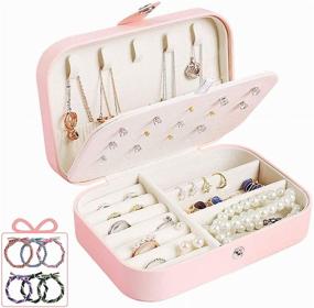 img 4 attached to DREAM&amp;GLAMOUR Travel Jewelry Case: A Double Layer Box for Your Jewelry, the Perfect Gift for Women and Girls with 6pcs Bracelets (Necklace, Earring, Rings, Sparkle)