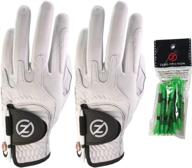 2 pack zero friction men's cabretta elite golf glove: includes free tee pack and universal-fit логотип