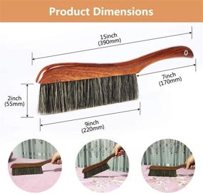 img 2 attached to 🧹 PHILSKY Soft Bristles Hand Broom Cleaning Brushes - Wooden Handle for Home Furniture, Bed, Sofa, Counter, Car, Office, Garden, Drafting, Hotel - 15 Inches Length