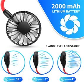 img 3 attached to 🌀 Stay Cool on the Go with Portable Neck Fan – USB Rechargeable, Hands-Free Mini Fans for Personal Cooling, 360 Degree Rotation – Perfect for Travel, Sports, Office – Black