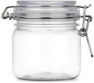 🏺 set of 2 clear round plastic sealed jars with leak-proof rubber lid for home kitchen storage - 10 oz/300ml capacity, ideal for herbs, spices, candy, gifts, arts and crafts, multipurpose container logo