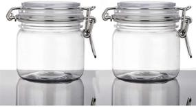 img 1 attached to 🏺 Set of 2 Clear Round Plastic Sealed Jars with Leak-Proof Rubber Lid for Home Kitchen Storage - 10 Oz/300ml Capacity, Ideal for Herbs, Spices, Candy, Gifts, Arts and Crafts, Multipurpose Container