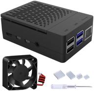 🖥️ geeekpi raspberry pi 4 case: high performance cooling fan & heatsink bundle – black with large fan logo