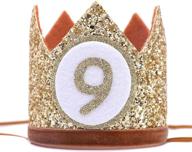 👑 wahawu baby crown for 9th birthday - 9th birthday party decor, glitter crown hat logo