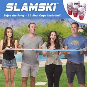 img 3 attached to 🎿 GoPong Slamski - Classic and Timeless Wooden 4 Person Drinking Ski with 50 Plastic Shot Glasses