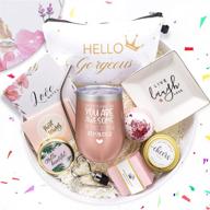 🎁 birthday and christmas spa relaxing gifts baskets for women - unique gifts for coworkers, best friends, and more. spa friendship gifts ideas with wine tumbler and inspirational touch - perfect for her, mom, wife logo