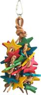 🦜 birds love wood stars and leather toy: ideal for medium parrots, conures, and more on bird cage stand or playgym logo