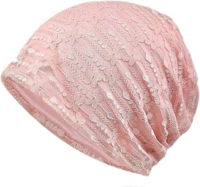 img 2 attached to 🎀 Cotton Beanie Lace Turban Sleep Cap for Women: Soft Chemo Hats with Fashionable Slouchy Design