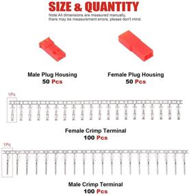 img 3 attached to 🔌 Hilitchi 300 шт. (50 комплектов) набор разъемов для кримповки жилы 2,54 мм, 2-контактные разъемы женского и мужского типа красного цвета, совместимы с JST SYP.