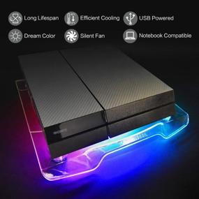 img 1 attached to WFPOWER USB Dream Color Cooling Fan Stand with RGB LED Lighting, Rainbow Color Cooler, Neon Light Fan Pad Stand Accessories Compatible with PS4, PS4 Slim, Xbox One X, Notebook, Laptop, Consoles