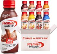 🥤 premier protein shake variety pack – 8 flavors, 30g protein, 1g sugar, 24 vitamins &amp; minerals, immune health support, 11.5 fl oz (8 pack) logo