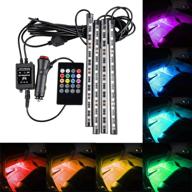 🌈 socal-led 4x car led strip lights: multi-color rgb 5050 48 smd atmosphere lamp kit with wireless remote, sound activation logo