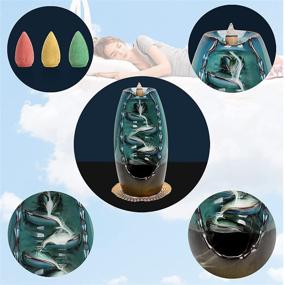 img 1 attached to 🌊 Backflow Incense Holder Set - Ceramic Waterfall Incense Burner with 120 Incense Cones & 1 Mat - Aromatherapy Decor for Home Office