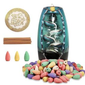 img 4 attached to 🌊 Backflow Incense Holder Set - Ceramic Waterfall Incense Burner with 120 Incense Cones & 1 Mat - Aromatherapy Decor for Home Office