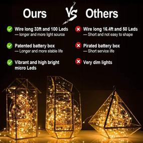 img 3 attached to 🔌 MUMUXI 2 Pack 33Ft 100 LED Fairy Lights Battery Operated, Remote Control Timer Waterproof Copper Wire Twinkle Lights - Warm White, Ideal for Bedroom Wedding Party Christmas Decor