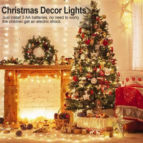 img 2 attached to 🔌 MUMUXI 2 Pack 33Ft 100 LED Fairy Lights Battery Operated, Remote Control Timer Waterproof Copper Wire Twinkle Lights - Warm White, Ideal for Bedroom Wedding Party Christmas Decor